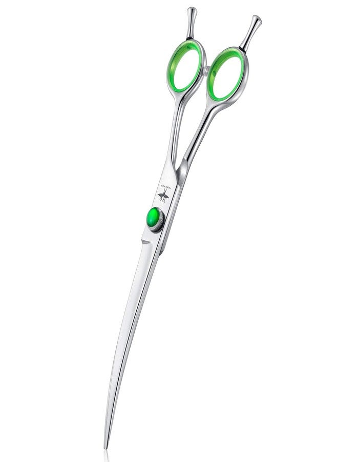 PURPLEBIRD 7 Inch Downward Curved Dog Grooming Scissors Professional Pet Cutting Shears Safety Noiseless Blunt Tip Trimming Shearing for Dogs Cats Japanese Stainless Steel Silver - Image 1