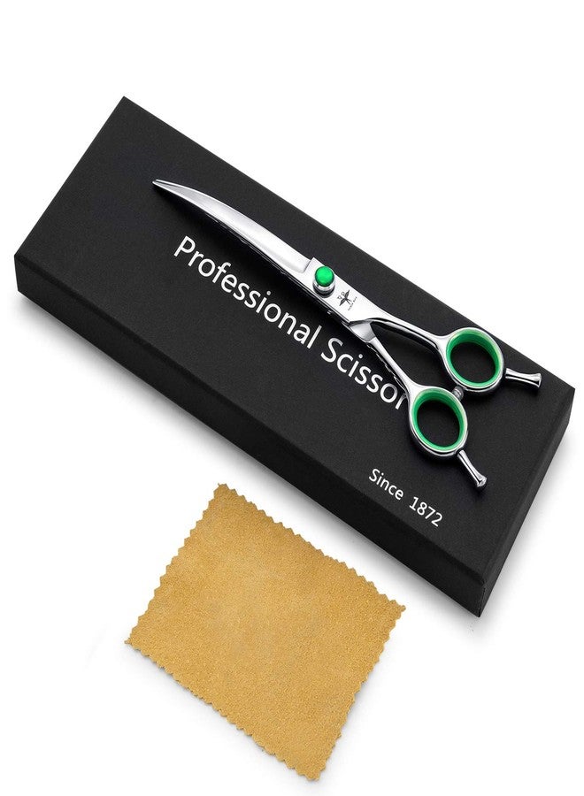 PURPLEBIRD 7 Inch Downward Curved Dog Grooming Scissors Professional Pet Cutting Shears Safety Noiseless Blunt Tip Trimming Shearing for Dogs Cats Japanese Stainless Steel Silver - Image 5