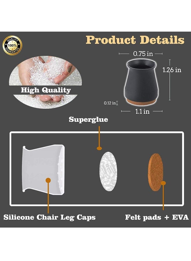 Silicone Chair Legs Floor Protectors Cover, Furniture Silicon Protection Cover with Felt Pad FIT 0.7 inch to 1.1 inch - Image 2
