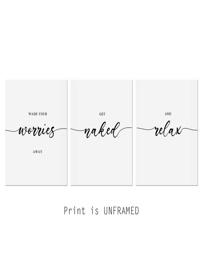 WCDHOR Wash Your Worries Away, Get Naked and Relax, Bathroom Wall Decor, Guest Bathroom Decor, Get Naked Print, Set of 3, Unframed 8x10inch - Image 2