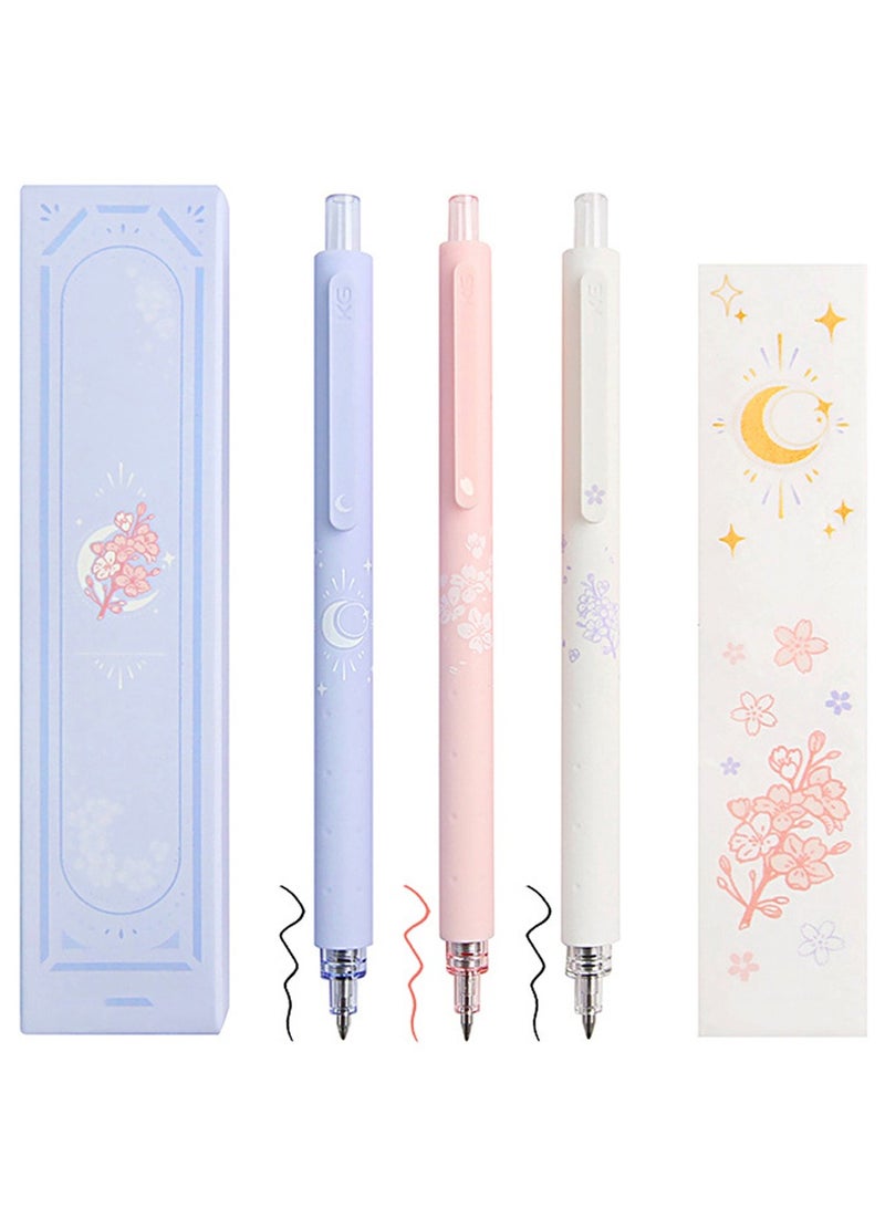 Fine Point 0.5mm Retractable Gel Ink Pens Set 3 Colors 2 Black 1 Pink Ideal for Smooth Writing - Image 1