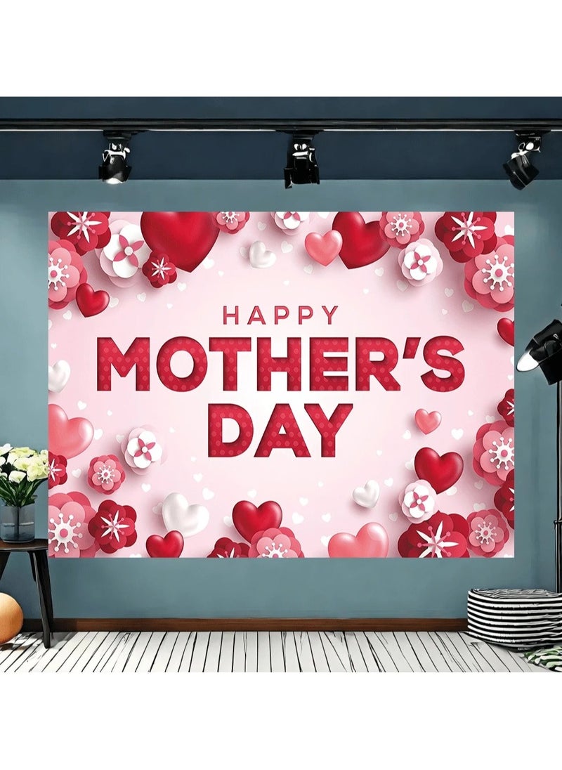 Generic - Mother's Day Decoration Backdrop with Pink and Red Hearts Design to Add a Special Touch to Mother's Day - Size 100*150cm - Image 1