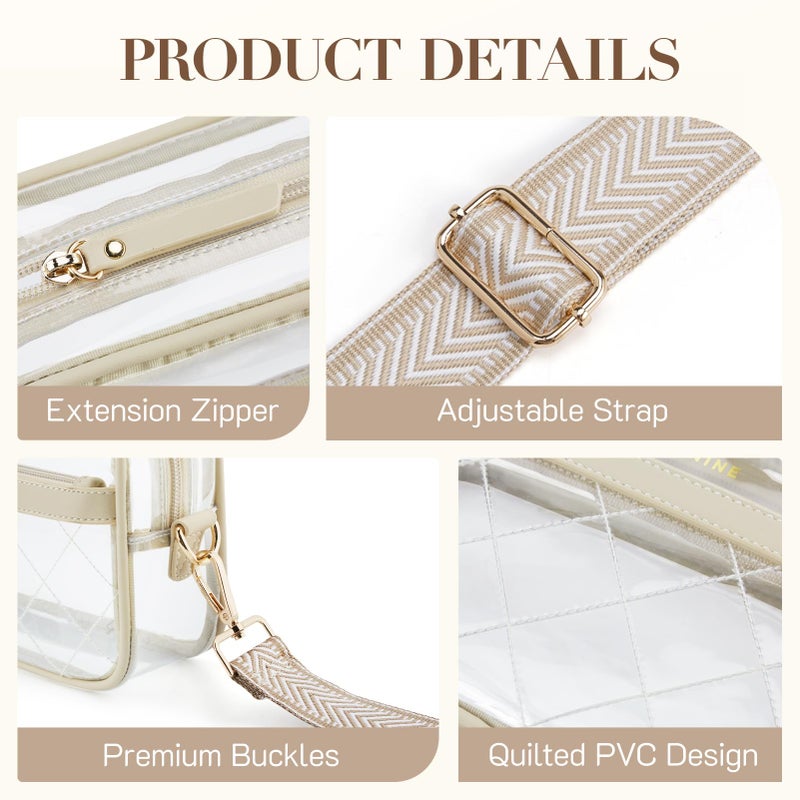Missnine Clear Bag for Stadium Events Quilted Clear Purse for Women Stadium Approved PVC Crossbody Concert Bag - Image 3
