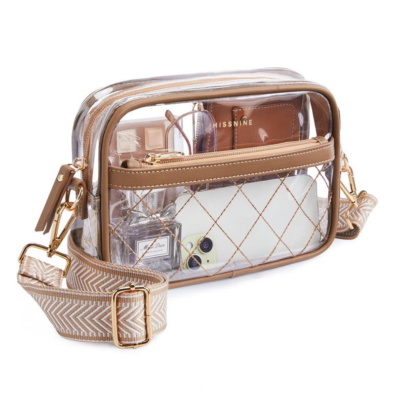 Missnine Clear Bag for Stadium Events Quilted Clear Purse for Women Stadium Approved PVC Crossbody Concert Bag - Image 1