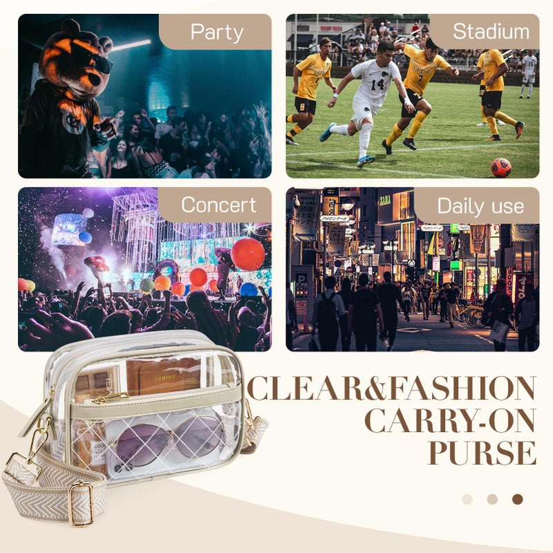Missnine Clear Bag for Stadium Events Quilted Clear Purse for Women Stadium Approved PVC Crossbody Concert Bag - Image 4