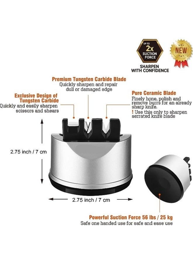 general Pocket Kitchen Chef Knife and Scissors Sharpener for Straight and Serrated Knives, 3-Stage Knife Sharpening Tool Helps Repair and Restore Blades - Image 2