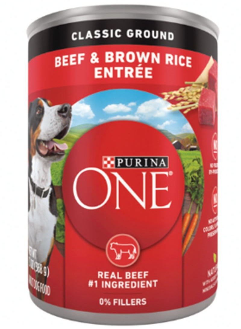 Purina ONE Classic Ground Beef And Brown Rice  Wet Dog Food 368g  - Image 2