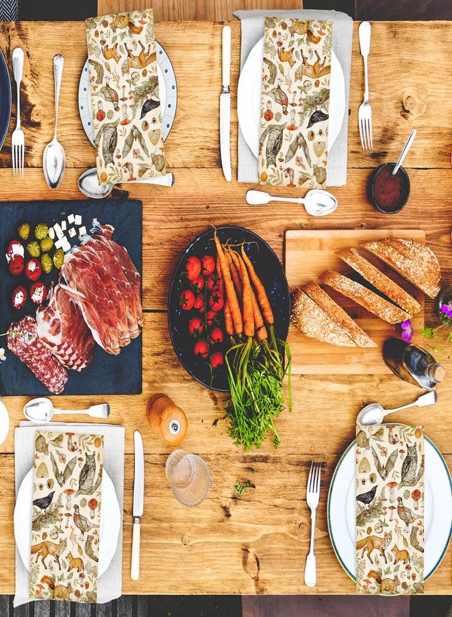 JarThenaAMCS 80Pcs Vintage Animal Paper Guest Napkins Mushroom Woodland Animal Paper Napkins Retro Disposable Hand Towel Napkins for Home Holiday Party Supplies, 4.3x7.8inch - Image 4