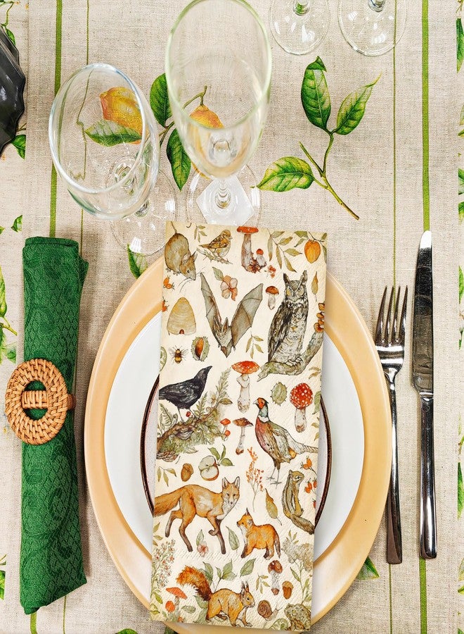 JarThenaAMCS 80Pcs Vintage Animal Paper Guest Napkins Mushroom Woodland Animal Paper Napkins Retro Disposable Hand Towel Napkins for Home Holiday Party Supplies, 4.3x7.8inch - Image 3