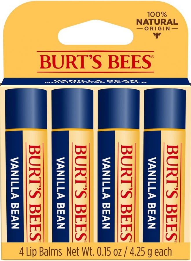 Burt's Bees 100% Natural Moisturizing Lip Balm, Vanilla Bean - 4 Tubes - Image 1