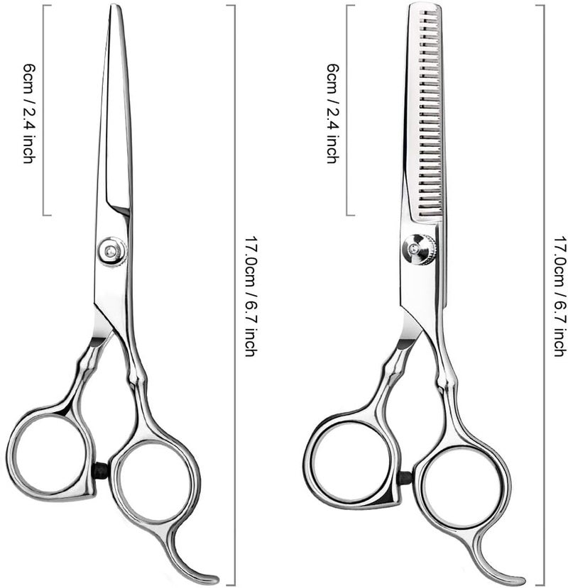 Himart Hair Cutting Scissors Professional Home Haircutting Barber/Salon Thinning Shears Kit with Comb and Case for Men/Women (Silver) - Image 5