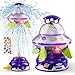 JOI MEW رشاش ماء JOI MEW UFO للأطفال لعبة صاروخ ماء للعب في الهواء الطلق صيفاً مع ضوء دوار ارتفاع قابل للتعديل قاذف ماء ملصقات فضائية DIY هدية للبنات والأولاد من 3 إلى 12 سنة باللون الأرجواني - Image 3