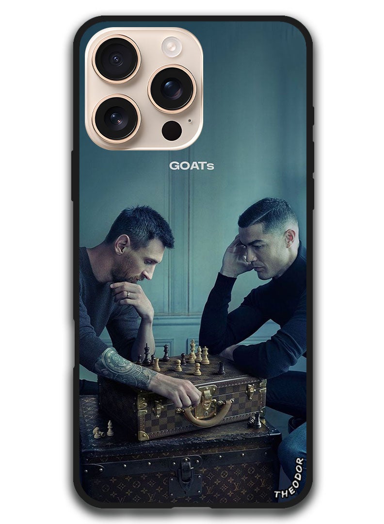 Theodor Protective Case Anti Scratch Shock Proof Bumper Cover For iPhone 16 Pro (6.3)-inch Messi & Ronaldo Chess - Image 1