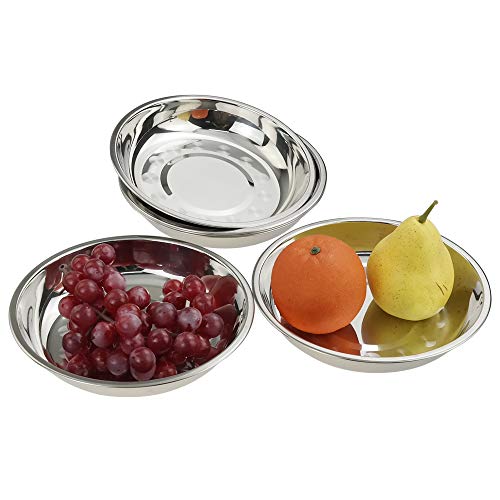 Nicesh 7.64 Inch Stainless Steel Round Plate, Dinner Plate Dish, Pack of 6 - Image 3