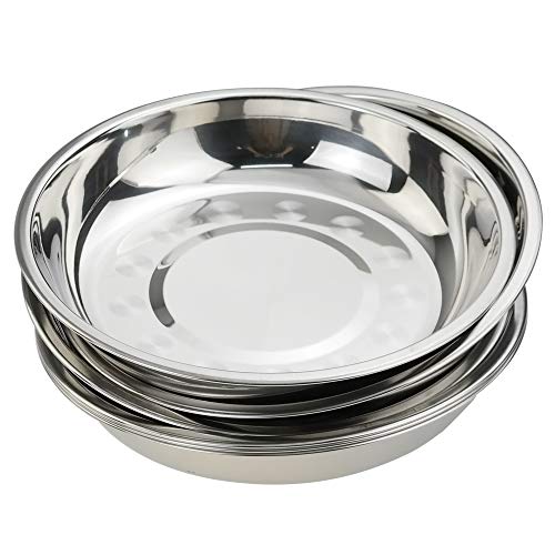 Nicesh 7.64 Inch Stainless Steel Round Plate, Dinner Plate Dish, Pack of 6 - Image 1