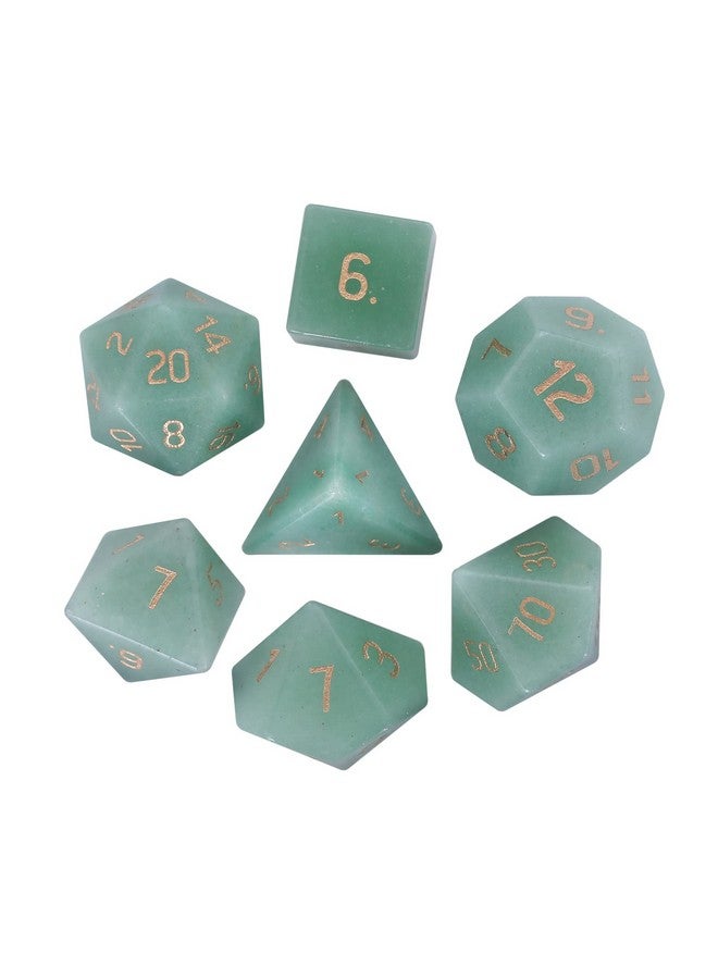 Loveliome 7 PCS Polyhedral DND Dice Stone Crystal Set for RPG Role Playing Games Dungeons and Dragons Table Games, Green Aventurine - Image 2