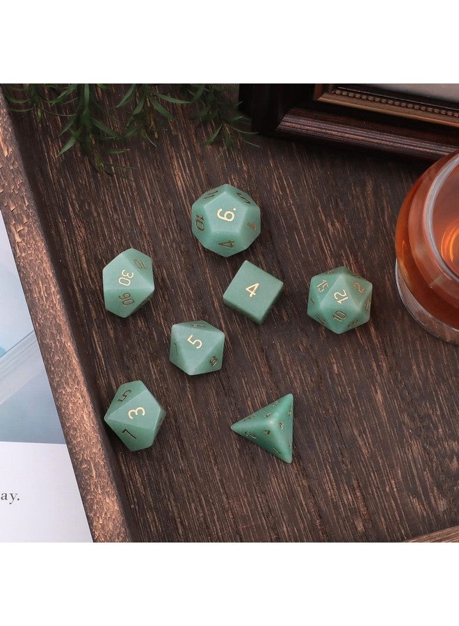 Loveliome 7 PCS Polyhedral DND Dice Stone Crystal Set for RPG Role Playing Games Dungeons and Dragons Table Games, Green Aventurine - Image 4