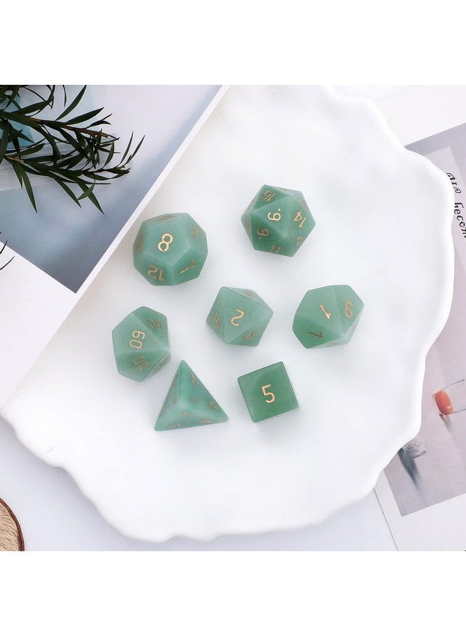 Loveliome 7 PCS Polyhedral DND Dice Stone Crystal Set for RPG Role Playing Games Dungeons and Dragons Table Games, Green Aventurine - Image 3