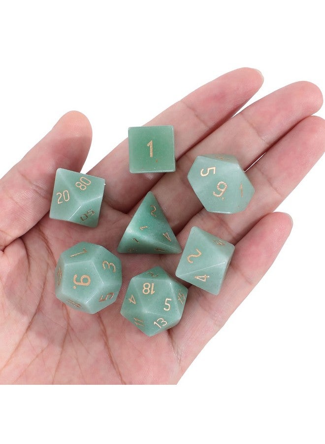 Loveliome 7 PCS Polyhedral DND Dice Stone Crystal Set for RPG Role Playing Games Dungeons and Dragons Table Games, Green Aventurine - Image 1