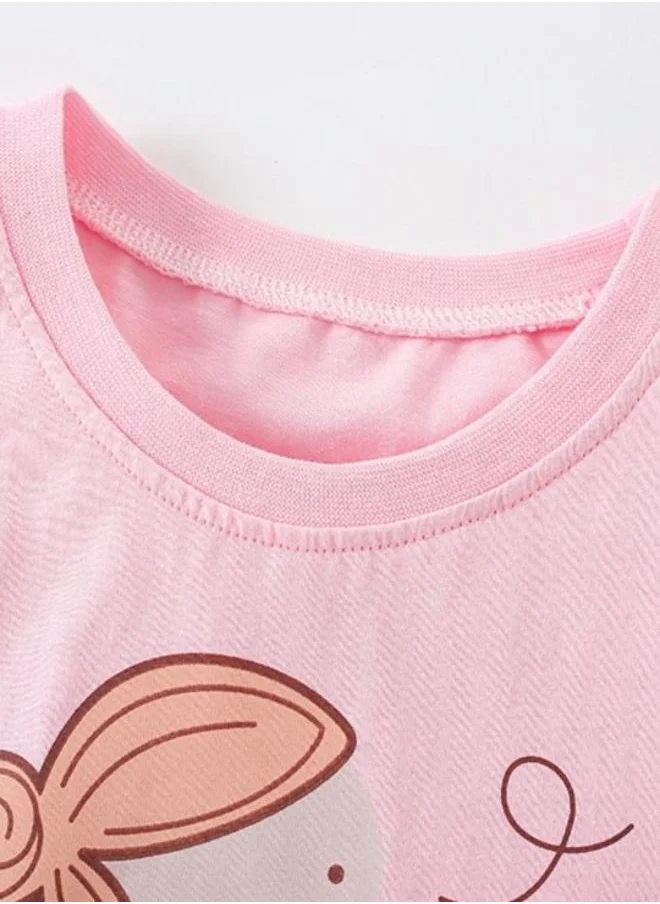 يونيكي Pink Printed Short Sleeve Crew Neck T-Shirt