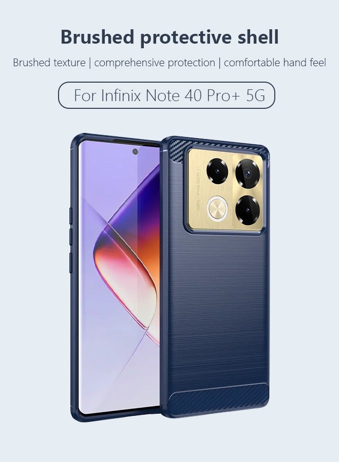 أوكيوز حافظة هاتف Infinix Note 40 Pro 5G مقاس 6.78 بوصة مصنوعة من مادة TPU ذات تكنولوجيا مصقولة، حافظة هاتف من ألياف الكربون، عدسة كاميرا، تصميم بارز لحماية العدسات، حافظة هاتف صلبة باللون الأزرق - Image 4