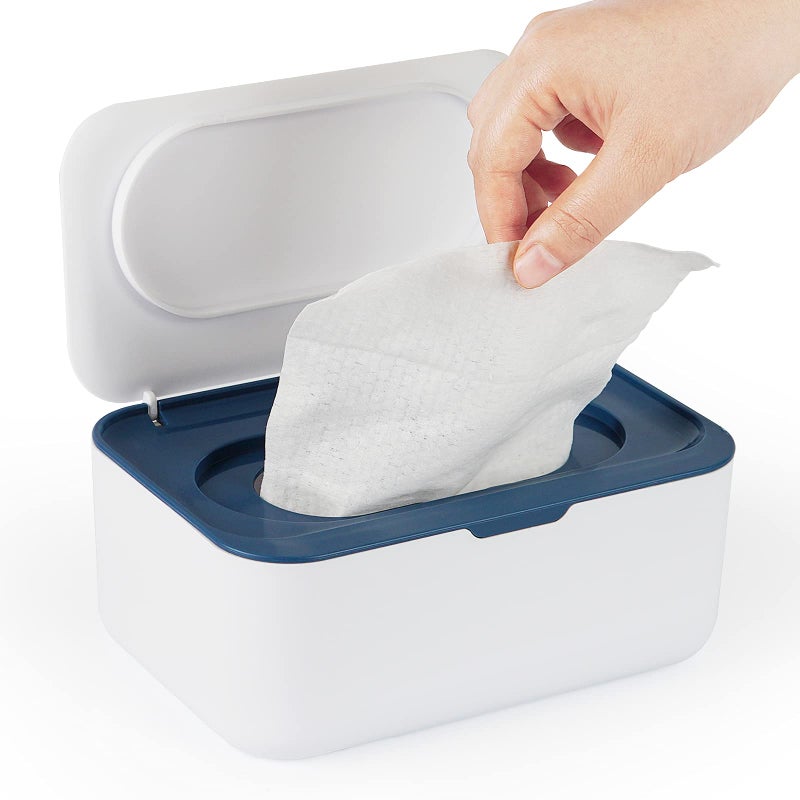 Flenpptly Baby Wipes Dispenser, Wipes Case Baby Wipe Holder Keeps Wipes Fresh, Non-Slip, Easy Open & Close (Blue) - Image 1