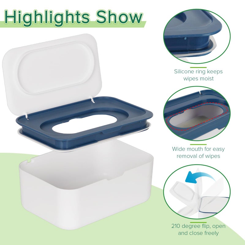 Flenpptly Baby Wipes Dispenser, Wipes Case Baby Wipe Holder Keeps Wipes Fresh, Non-Slip, Easy Open & Close (Blue) - Image 3