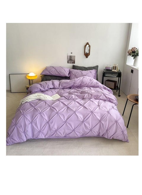 Pinch Pleat Microfiber Bedding Comforter Set, King Size Ruffle 6Pcs Set Comforter  220*240cm