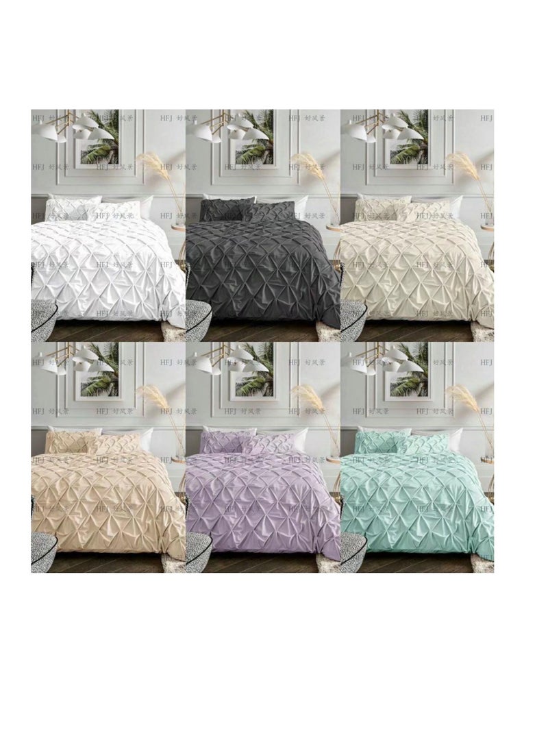 Pinch Pleat Microfiber Bedding Comforter Set, King Size Ruffle 6Pcs Set Comforter  220*240cm