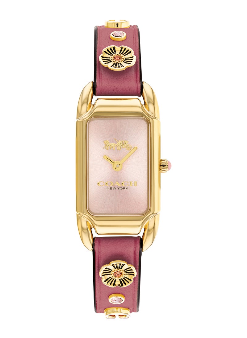 COACH Women's Analog Rectangle Shape Leather Wrist Watch 14504117 - 17.5 Mm  - Image 2