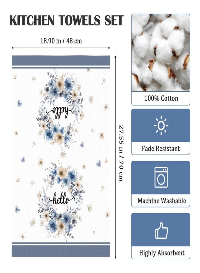 Arquiel Boho Watercolor Flowers Tea Towels, Cotton Kitchen Towel 18.9 × 27.5 inch, Quick Drying Dish Cloth for Party Anniversary Holiday Decoration Housewarming Gifts - Image 4