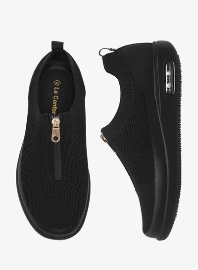 Le Confort Textured Diabetic Sneakers With Zip Closure