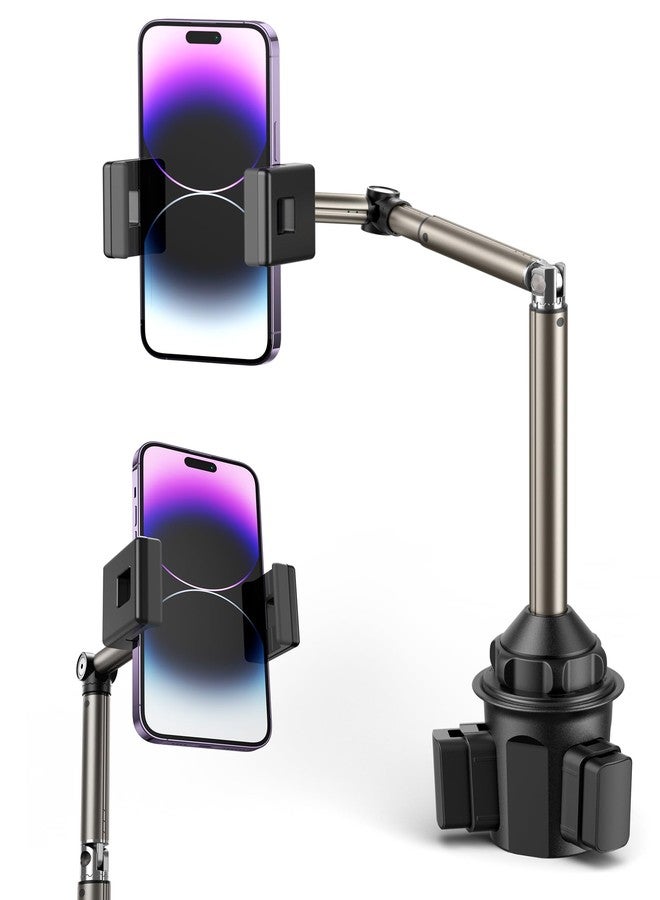 JSAUX Car Cup Holder Cellphone Mount, Metal Long-Arm Ultra Stable Phone Holder for Car Cupholders - Adjustable for iPhone 16 15 Pro Max 13 12 11, Samsung Galaxy S24 S23 Ultra, Google Pixel 9 Pro - Image 1