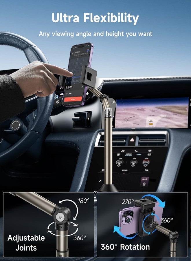 JSAUX Car Cup Holder Cellphone Mount, Metal Long-Arm Ultra Stable Phone Holder for Car Cupholders - Adjustable for iPhone 16 15 Pro Max 13 12 11, Samsung Galaxy S24 S23 Ultra, Google Pixel 9 Pro - Image 3