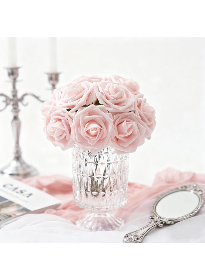Artificial Flowers 25pcs Real Looking Fake Roses with Stems for DIY Wedding Bouquets White Bridal Shower Centerpieces Arrangements Party Tables Decorations - Image 2