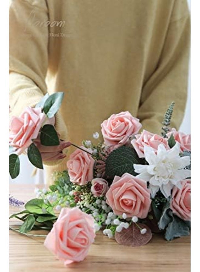 Artificial Flowers 25pcs Real Looking Fake Roses with Stems for DIY Wedding Bouquets White Bridal Shower Centerpieces Arrangements Party Tables Decorations - Image 5