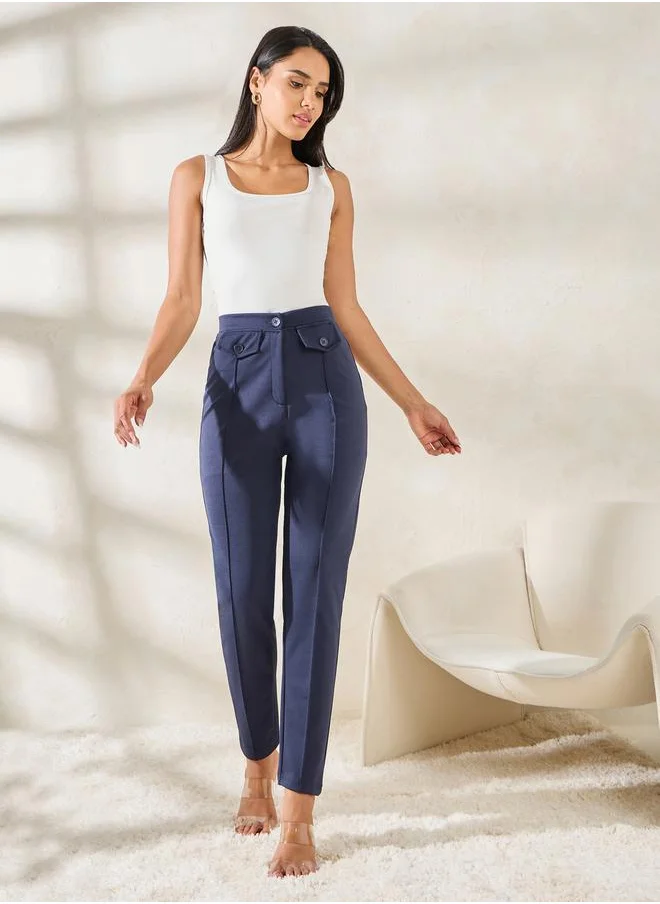 ستايلي Ankle Length Slim Fit Trouser with Flap Detail