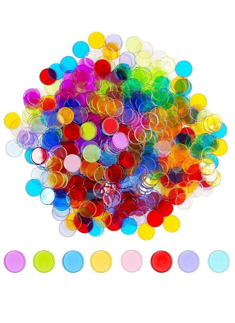 Premify 250 Kids Counting Chips, Learning Resources Transparent Color Math Counters for Kids, Multicolor Round Chip for Kids Math Education or Games School Supplies Ages 5+  - Image 1