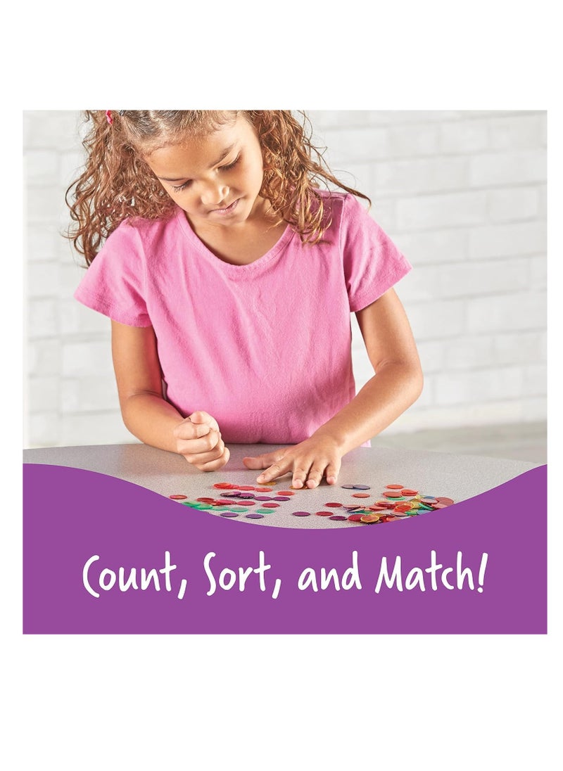 Premify 250 Kids Counting Chips, Learning Resources Transparent Color Math Counters for Kids, Multicolor Round Chip for Kids Math Education or Games School Supplies Ages 5+  - Image 5