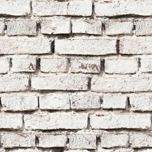 tiltil White Brick Wallpaper Peel and Stick Wallpaper 17.7" x 78.8" Brick Contact Paper Self Adhesive Wallpapers Removable Brick Countertop Contact paper for Cabinets Drawers Bathroom Wallpapers Vinyl Roll - Image 1