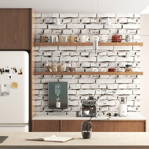 tiltil White Brick Wallpaper Peel and Stick Wallpaper 17.7" x 78.8" Brick Contact Paper Self Adhesive Wallpapers Removable Brick Countertop Contact paper for Cabinets Drawers Bathroom Wallpapers Vinyl Roll - Image 4