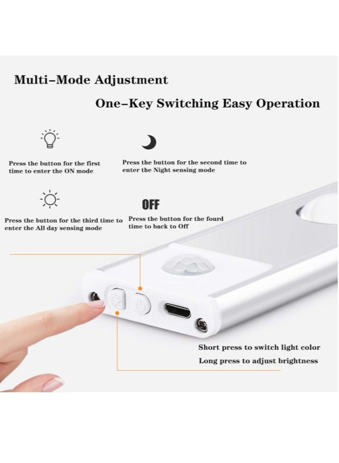 الواحة-TH 3 ألوان قابلة لإعادة الشحن تحت الخزانة، أضواء خزانة بمستشعر الحركة في الداخل، مع بطارية 1450 مللي أمبير في الساعة، قابلة للتعتيم تحت شريط الإضاءة للمطبخ، خزانة الملابس، المرآب، السلالم 60 سم - Image 5