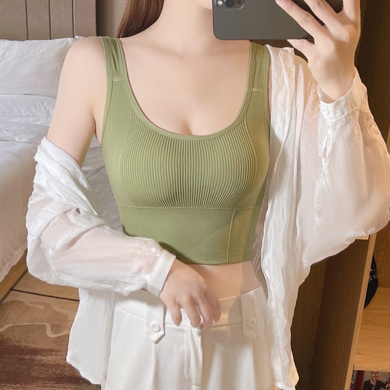 Seamless Sports Bra Comfortable Sexy Yoga Crop Top White - Image 2