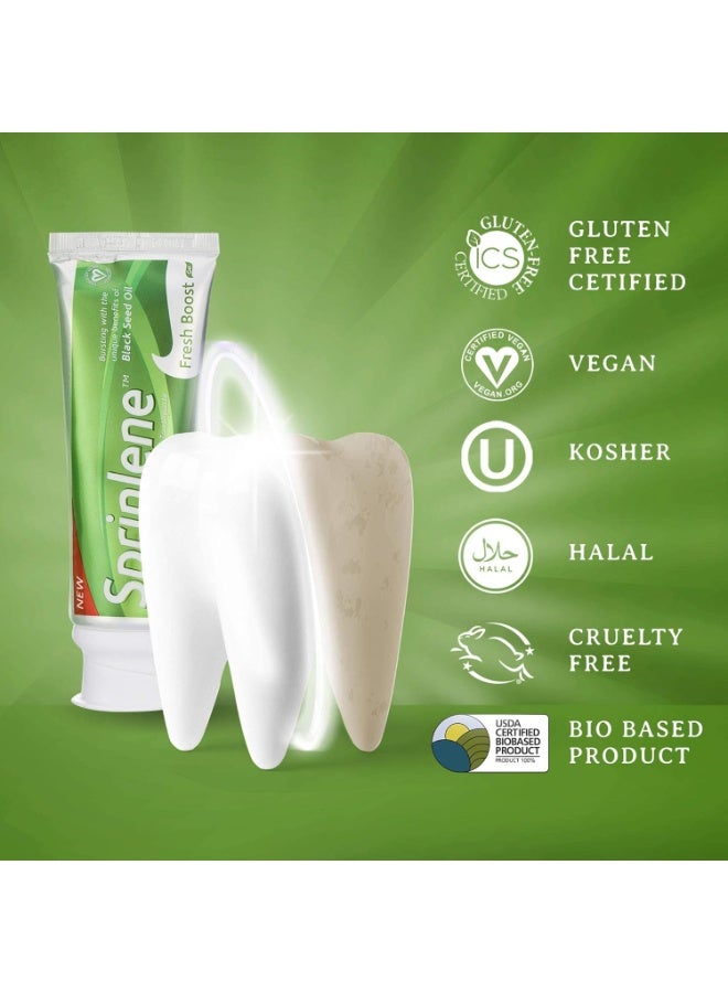 سبرين جين معجون أسنان سبرينجين بالفلورايد وزيت الحبة السوداء والزنك – لتبييض طبيعي، معتمد من ADA، حلال، نباتي وخالٍ من التجارب الحيوانية - Image 4