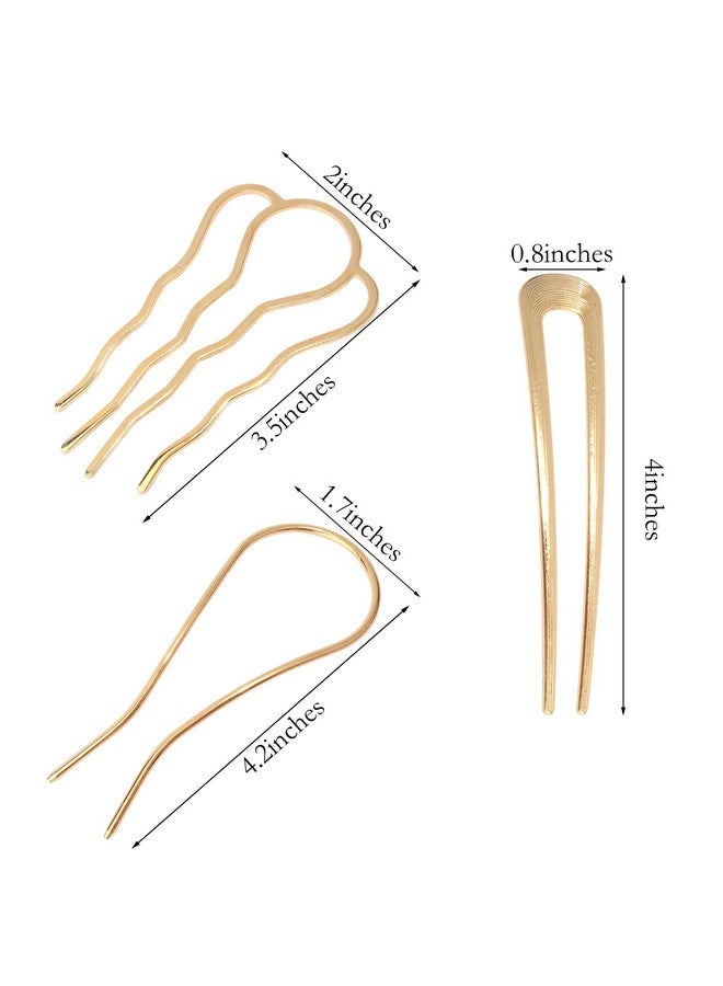 Chanaco French Hair Pins for Women Gold Silver Updo Hair Accessories U Shaped Hair Pins for Buns Twist Hairpin for Styling Metal Hair Fork with Combs for Girls Non Slip Hair Sticks for Thick Hair - Image 5