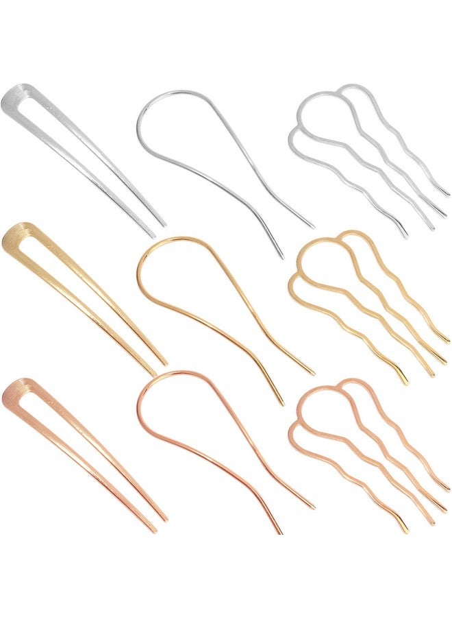 Chanaco French Hair Pins for Women Gold Silver Updo Hair Accessories U Shaped Hair Pins for Buns Twist Hairpin for Styling Metal Hair Fork with Combs for Girls Non Slip Hair Sticks for Thick Hair - Image 1