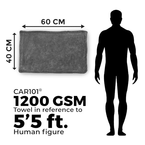 CAR101 Microfiber Cloth - 1Pcs - 60x40 cm - 1200 GSM - DualColor | Multipurpose | Lint-Free | Superior Softness & High Absorbency | Microfibre Towels for Car, Bike & Household Cleaning - Image 2