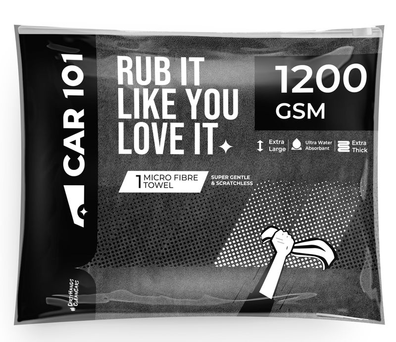 CAR101 Microfiber Cloth - 1Pcs - 60x40 cm - 1200 GSM - DualColor | Multipurpose | Lint-Free | Superior Softness & High Absorbency | Microfibre Towels for Car, Bike & Household Cleaning - Image 1
