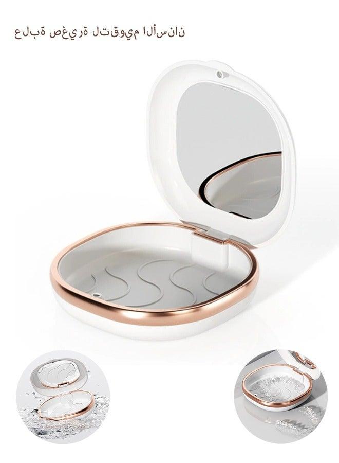 جيفت العناية بالفم، الأسنان، جهاز تقويم الأسنان الخفي، مثبتات التقويم، صندوق تخزين، منظم، حاوية (أبيض مع مرآة) - Image 1