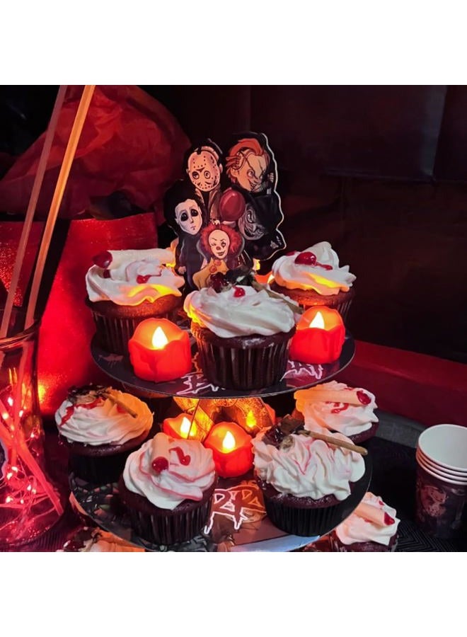 Homemory 48-Pack Halloween Red Dripping Flameless Tea Lights, Battery Operated Flickering LED Candles, Safe for Pumpkins, Party & Holiday Decor, 1.58" D x 1.2" H, Warm White Glow - Image 2